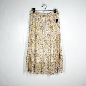 NWT Ardene Yellow Floral Broomstick Midi Skirt Medium